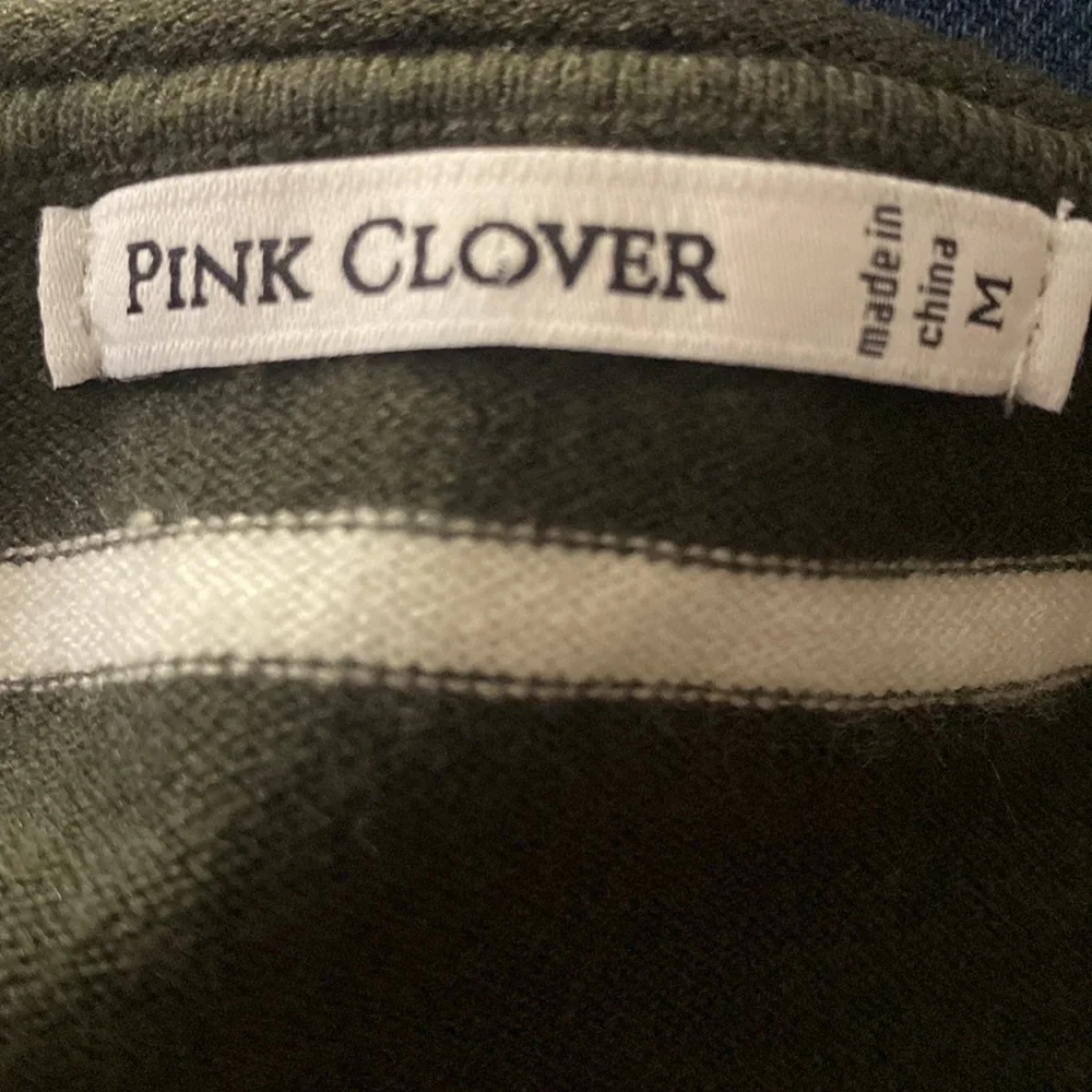 Pink Clover Stitch Fix Valencia Curved Hem‎ Sweater Olive Green Stripe Medium